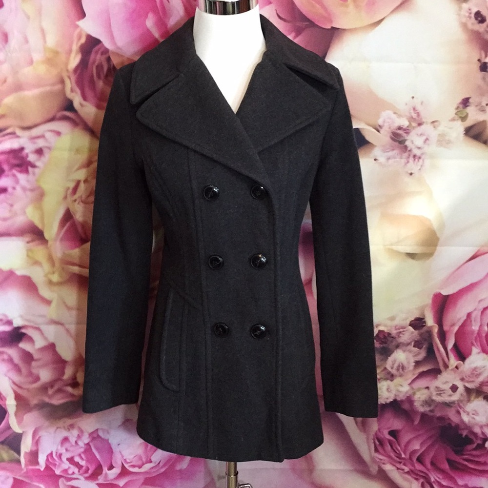 A K Anne Klein Lambswool Peacoat - Picture 1 of 8